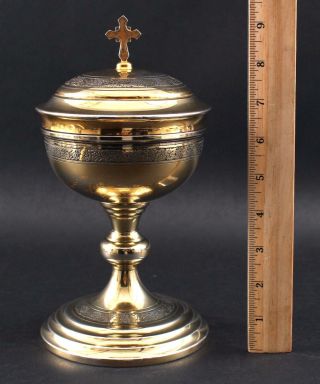 19thc Antique Sterling Silver Gold Wash Covered Catholic Chalice & Crusifix,  Nr