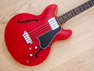 1965 Gibson Eb - 2 Vintage Hollowbody Electric Bass Guitar Cherry W/ Case