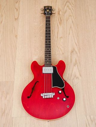 1965 Gibson EB - 2 Vintage Hollowbody Electric Bass Guitar Cherry w/ Case 2