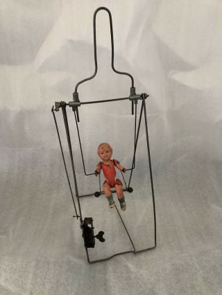 Pre War JAPAN Wind - Up SKIPPER Swinging Trapeze Acrobat Celluloid Clockwork 2