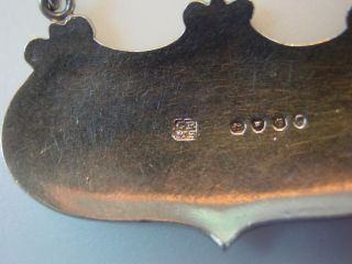 Unusual sterling silver decanter label incised for MANSANILLA,  a rare variant 5
