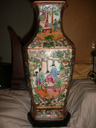 Gorgeous Pair Large Antique Famille Rose Porcelain Table Lamps Jade Finials L@@k