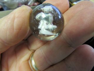 UNUSUAL Antique SULPHIDE Handmade Marble 1.  1/8 