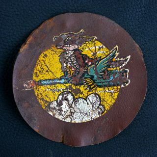 Wwii Usaaf Air Corps Leather Patch Unknown Fighter Bomb Squadron Named