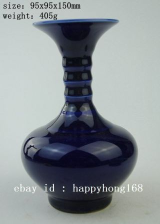 Chinese Antique 100 Hand Engraving Cyan Glaze Old Vase / Jiajing Mark Nr4 B02