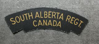 Ww2,  South Alberta Regiment Canvas Shoulder Flash / Patch (17973)