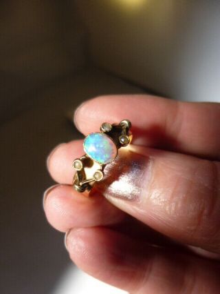 Antique Arts and Crafts 18 Ct Gold and Opal and Seed Pearl Ring 1909 Size ' O ' 8