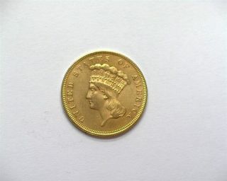 1860 Indian Princess $3 Gold Choice Uncirculated Rare This