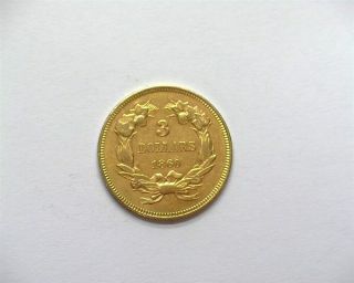 1860 INDIAN PRINCESS $3 GOLD CHOICE UNCIRCULATED RARE THIS 3