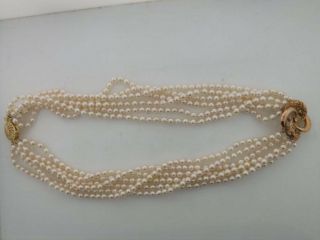10K Yellow Gold Victorian Love Knot Pearl Necklace Wedding 102318 2