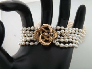 10K Yellow Gold Victorian Love Knot Pearl Necklace Wedding 102318 3