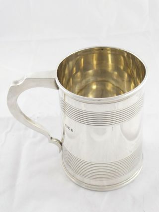 QUALITY GEORGIAN STYLE SOLID STERLING SILVER TANKARD MUG GOLDSMITHS 1921 385 g 10