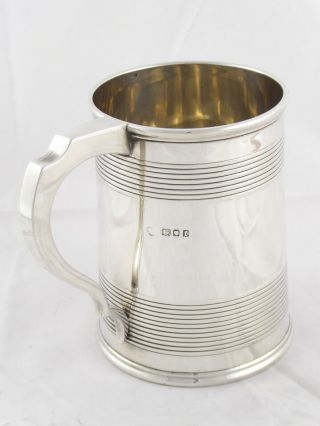 QUALITY GEORGIAN STYLE SOLID STERLING SILVER TANKARD MUG GOLDSMITHS 1921 385 g 11