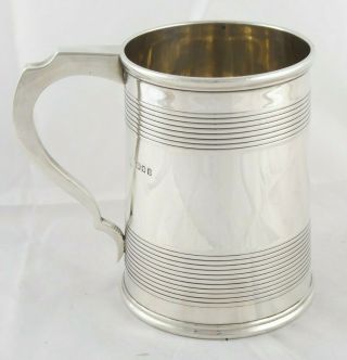 Quality Georgian Style Solid Sterling Silver Tankard Mug Goldsmiths 1921 385 G