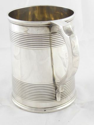 QUALITY GEORGIAN STYLE SOLID STERLING SILVER TANKARD MUG GOLDSMITHS 1921 385 g 5