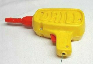 Vintage 1972 Mattel Tuff Stuff Play Drill Pull String Yellow Toy Power Tool 8729