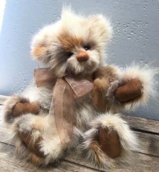 Heir Bears Real Fox Fur Recycled Vintage Coat Artist Jane Woodard Pumpkin Ooak