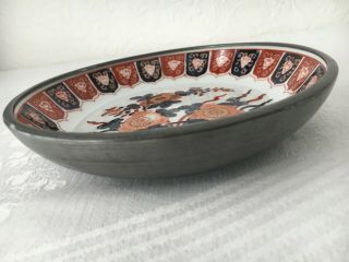 Antique IMARI Oriental Chinese Porcelain Pewter Bowl Dish 4