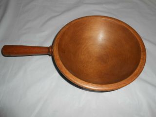 Vintage " Woodcroftery " Hanging 8.  5 " Wood Bowl With 5 " Handle 2.  75 " Deep