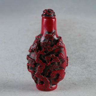 Chinese Red Coral Hand Carved An Elderly Couple Snuff Bottle a9035 5