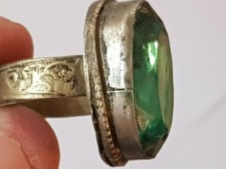Stunning Rare Medieval Silver Ring Rare Vintage Stone.  9.  9 Gr.  19 Mm