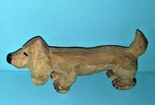 Hand Carved Wood Wooden Puppy Hound Dog Figure Animal Primitive Folk Art Vintage