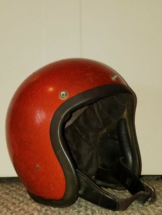 Rare Vtg 1962 Bell Toptex 500tx Orange Metalflake Motorcycle Racing Helmet 7 - 1/4