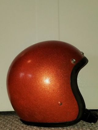 RARE VTG 1962 BELL TOPTEX 500TX ORANGE METALFLAKE MOTORCYCLE RACING HELMET 7 - 1/4 4