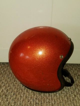 RARE VTG 1962 BELL TOPTEX 500TX ORANGE METALFLAKE MOTORCYCLE RACING HELMET 7 - 1/4 5