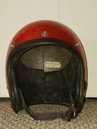 RARE VTG 1962 BELL TOPTEX 500TX ORANGE METALFLAKE MOTORCYCLE RACING HELMET 7 - 1/4 8