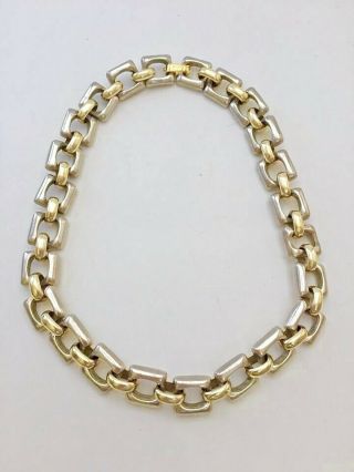 Mcm Vintage Tane Mexico Heavy Sterling Link Necklace - Gilt & Silver 18 " 152g