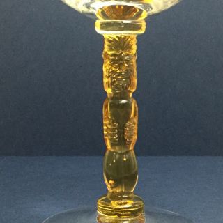 Rare Morgantown Trader Vic’s Polynesian Amber Tiki Stem Champagne Glass Vintage 3