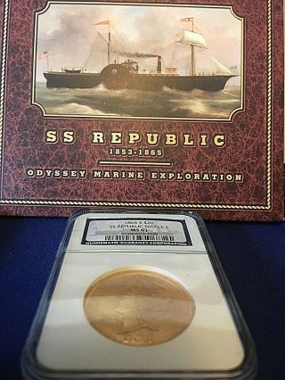 Rare1865s Ms61 Ss Republic Shipwreck $20 Liberty Double Eagle Ngc Collector Set