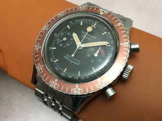 Wittnauer Professional Chronograph Vintage Diver Stainless Steel Ss Swiss Watch