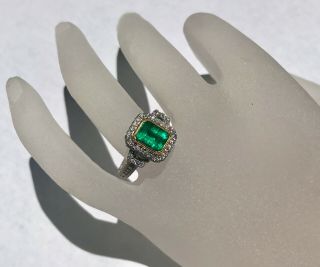 VINTAGE 4.  0 CTW NATURAL EMERALD & DIAMOND 18K GOLD RING 6