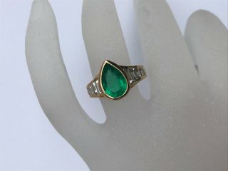 Stunning Vintage Mauboussin 3.  25 Carats Natural Emerald & Diamond 18k Gold Ring