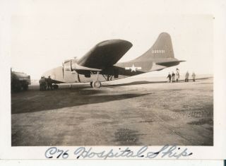 Wwii 1944 Usaaf Atc 7th Fs Bismark Nd Airplane Photo C - 76 Hospital Plane Tail