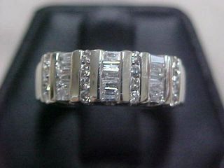 Estate.  77ctw Natural Round & Baguette Diamond Band - Ring 10k White Gold Sz7.  25