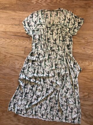 Vintage Rare 1940s Novelty Print Dress Salvador Dali For Wesley Simpson Textile