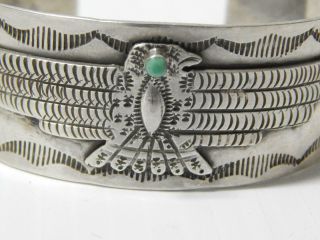 Thunderbird Vintage Pawn Navajo Indian Ingot Sterling Silver Turquoise Bracelet