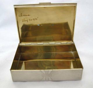 Vintage STERLING SILVER 14K GOLD SAPPHIRES Art Deco compact cigarette box 1935 7