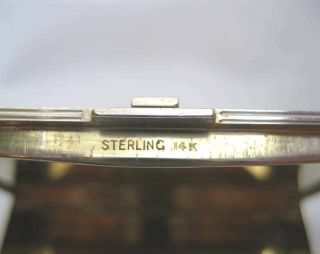 Vintage STERLING SILVER 14K GOLD SAPPHIRES Art Deco compact cigarette box 1935 8