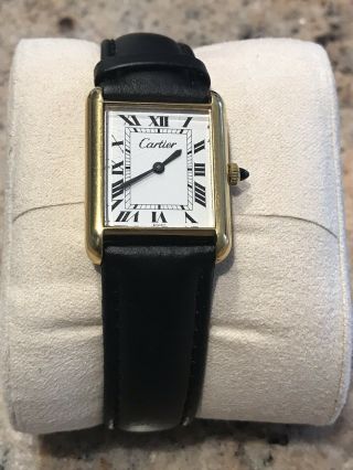 Cartier Vintage Ladies Tank Watch 18k Gold Electroplated Hand Winding