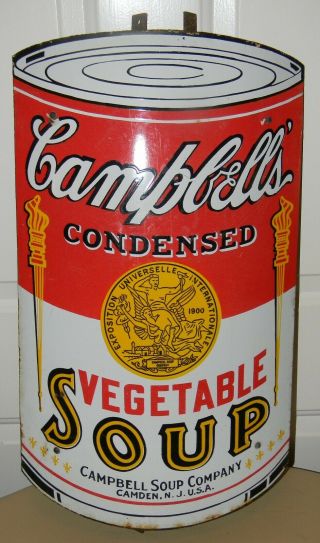 Vintage Porcelain Campbells Vegtable Soup Sign Camden Nj Rare Warhol