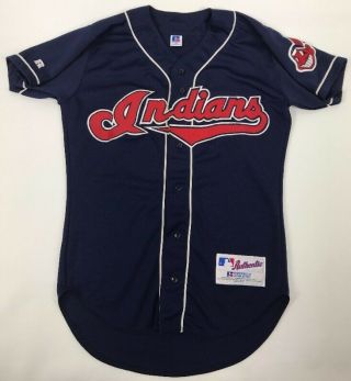 Vintage Cleveland Indians Baseball Mlb Authentic Russell Jersey Size 40 Wahoo