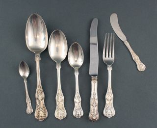 56pc Antique Dominick & Haff Sterling Silver King Pattern Service for 8 Flatware 2