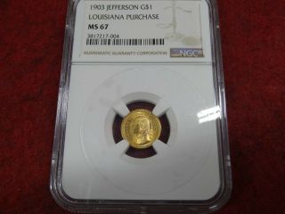 1903 Jefferson Louisiana Purchase G$1,  Ngc Ms 67,  Rare This