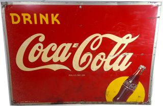 Vintage Metal Coke Drink Coca - Cola Sign 27 X 19 Rs Co.  2 - 48 Made In Usa