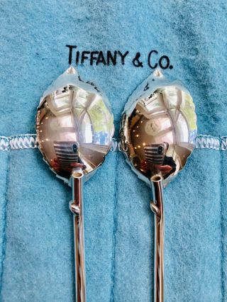 Authentic Tiffany Sterling Silver Leaf Shaped Ice Tea Julep Spoon/Straws 6