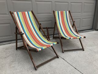Vintage Folding Lounge Beach Lawn Chairs